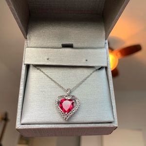 Zales Ruby Heart Necklace, silver